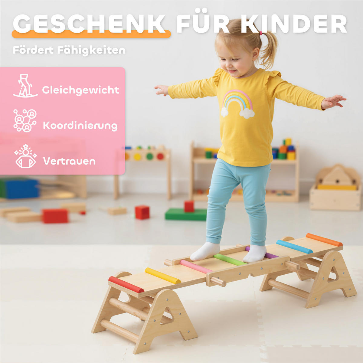 BALANCEWIPPE 2-in-1 DE-09834 Holz - Multicolor, Holz (38/133cm) - ComfortXL