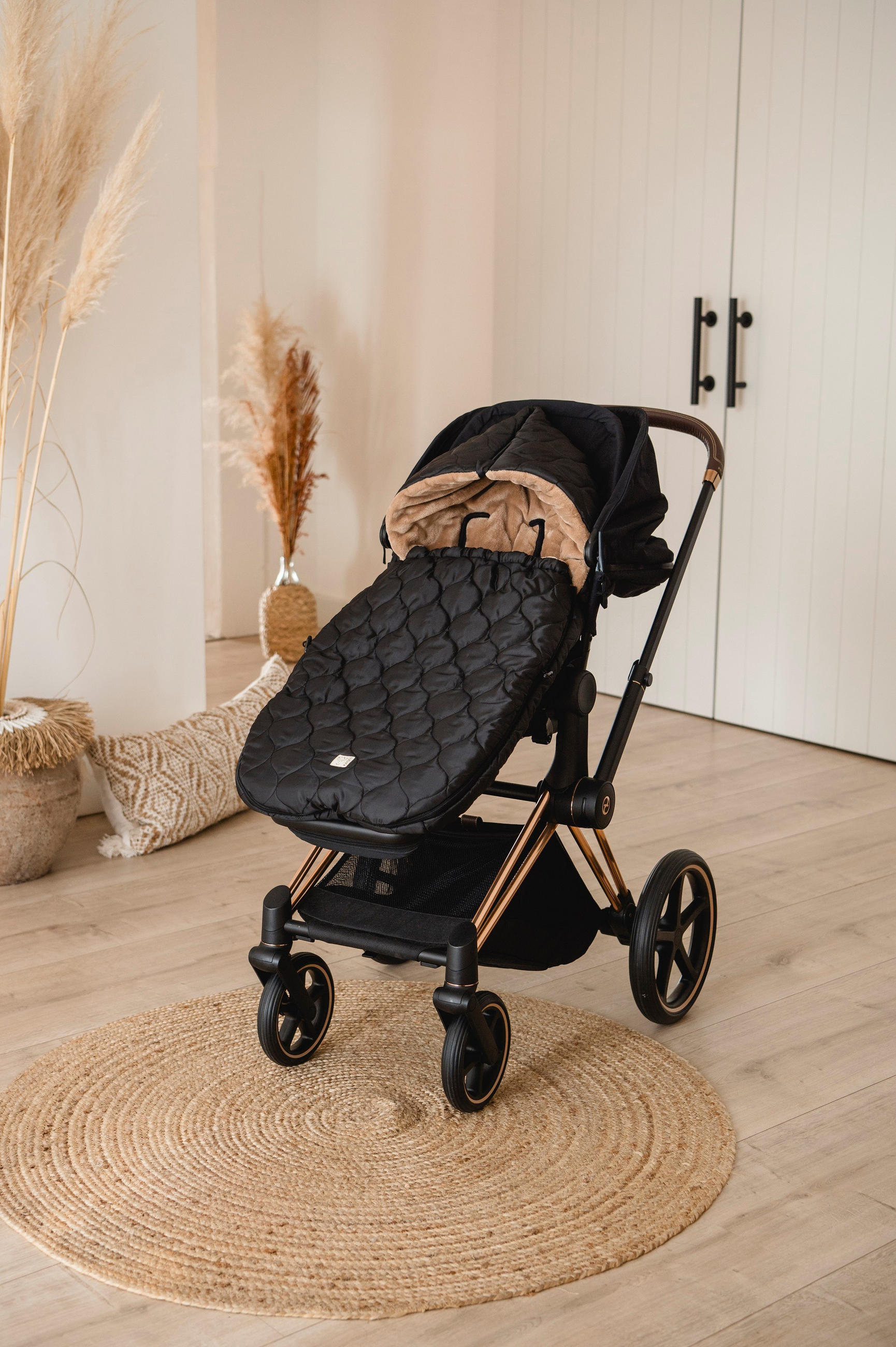 KINDERWAGEN-FUSSSACK Recy XL, black/light brown - Schwarz, Textil (44/7/95cm) - Kaiserbaby