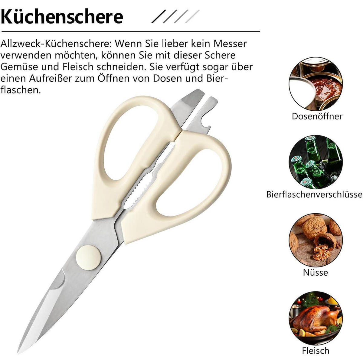 KÜCHENMESSERSET 7-teilig mit Messerblock Edelstahl Weiß - Weiß, Holz