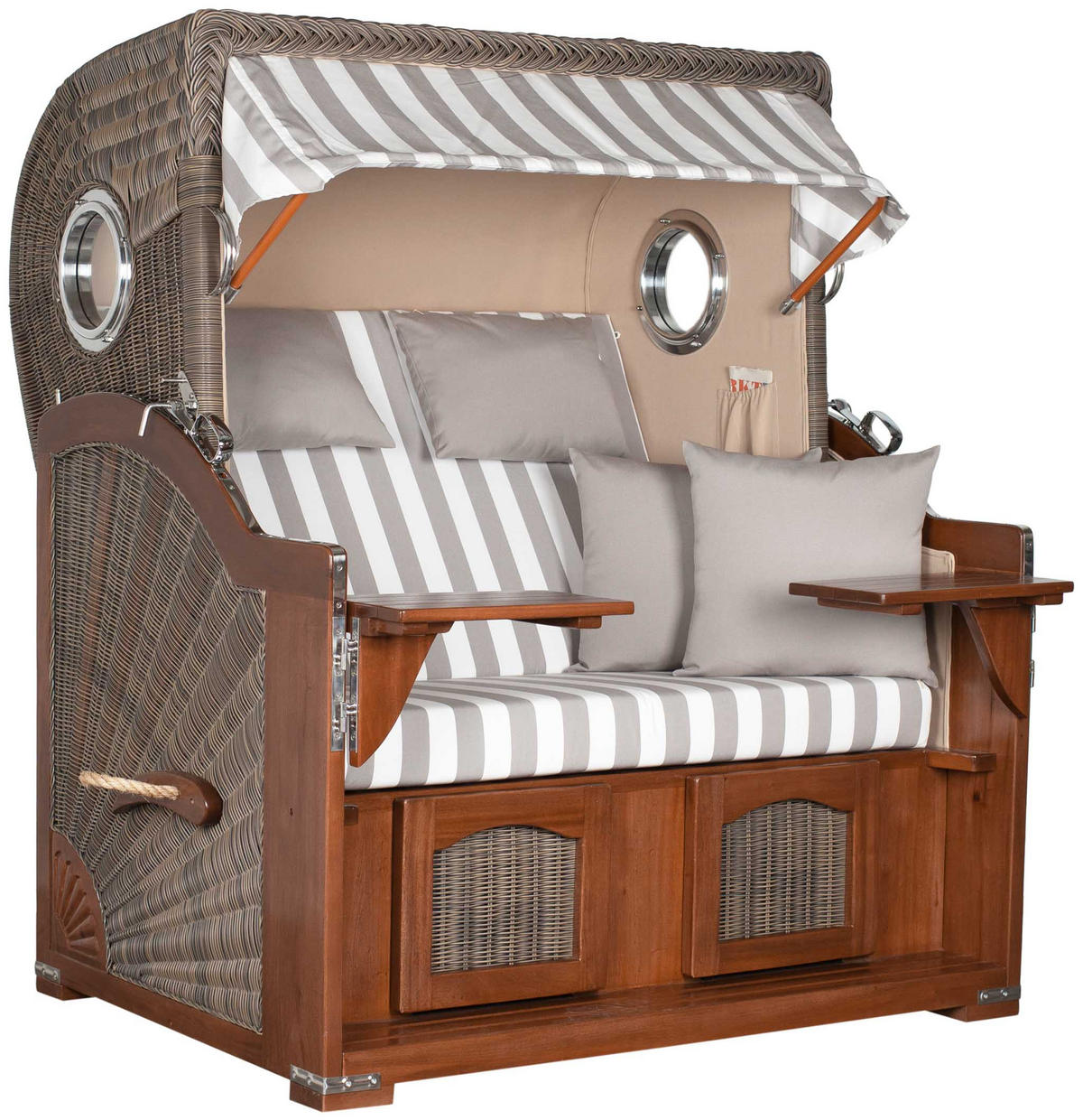 STRANDKORB XXL Düne Grande 2,5 Sitzer - Braun/Grau, Metall (142/170/95cm) - Mr. Deko