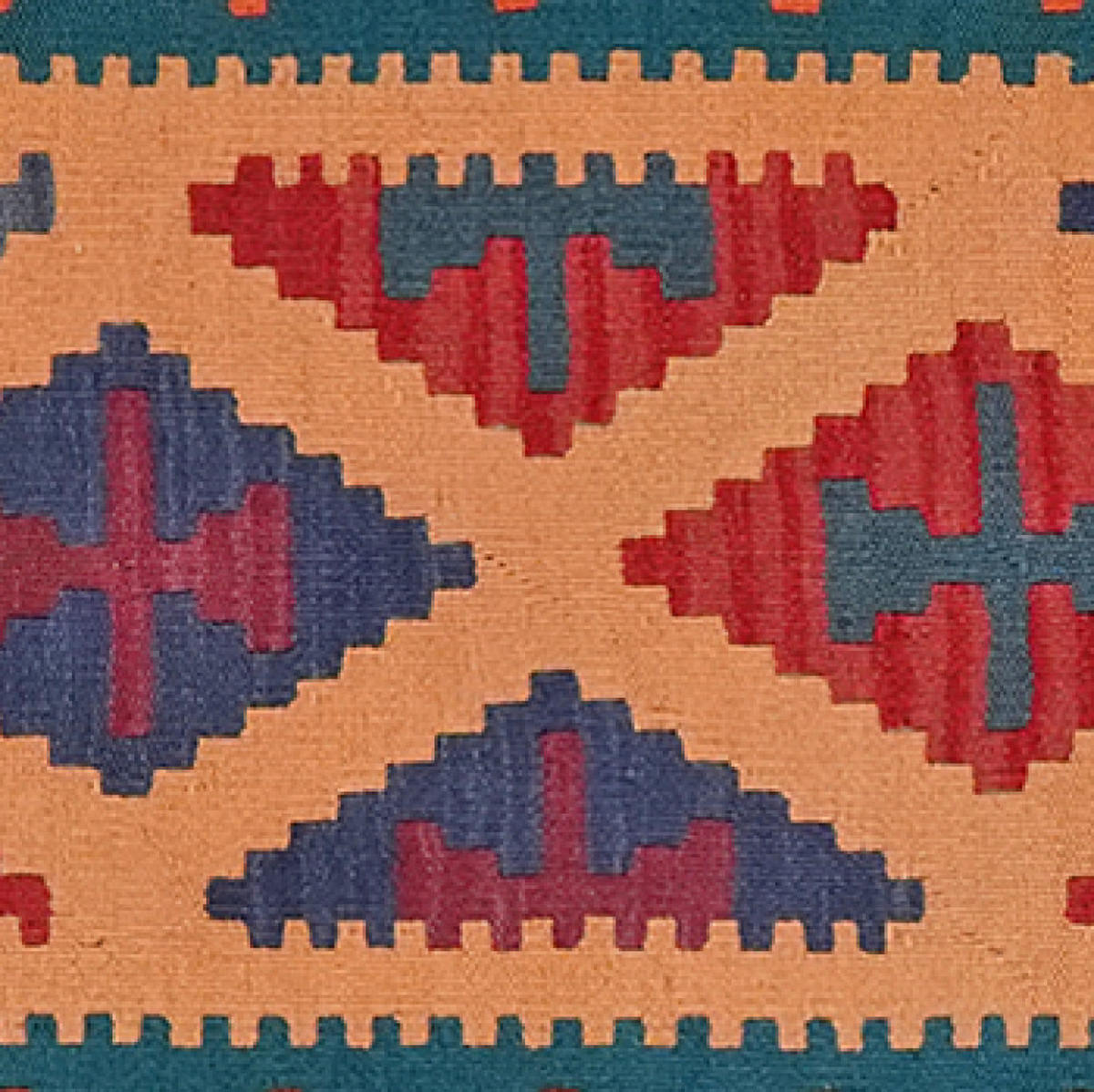 HANDWEBTEPPICH Kelim Gashgai Beige 196/57 cm Schurwolle - Beige, Textil (57/196cm) - Looma