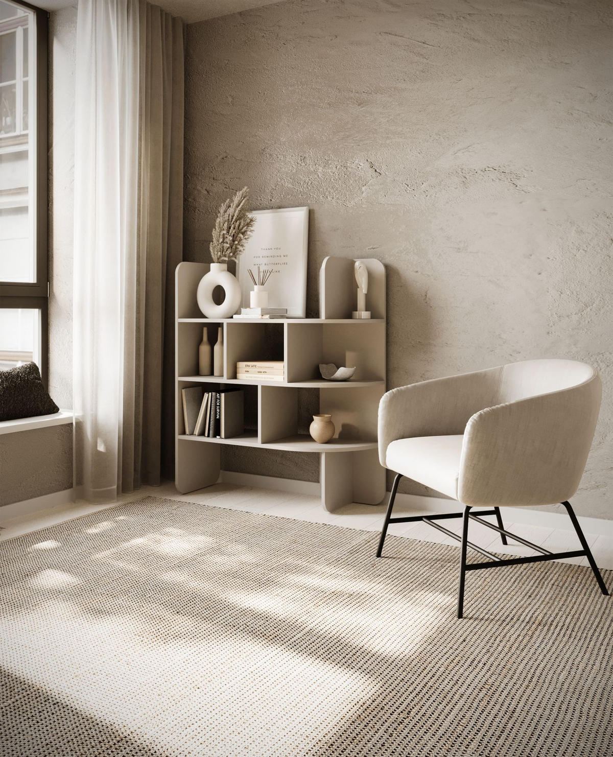 STANDREGAL Contle Beige 102 x 120 cm - Beige, Holzwerkstoff (101.6/180/36cm) - Selsey