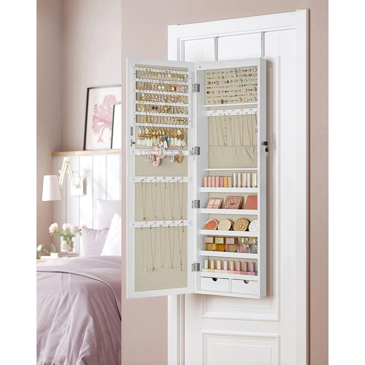 SCHMUCKSCHRANK ISTANBUL - Weiß, Glas (37/120/10cm) - Hansiro