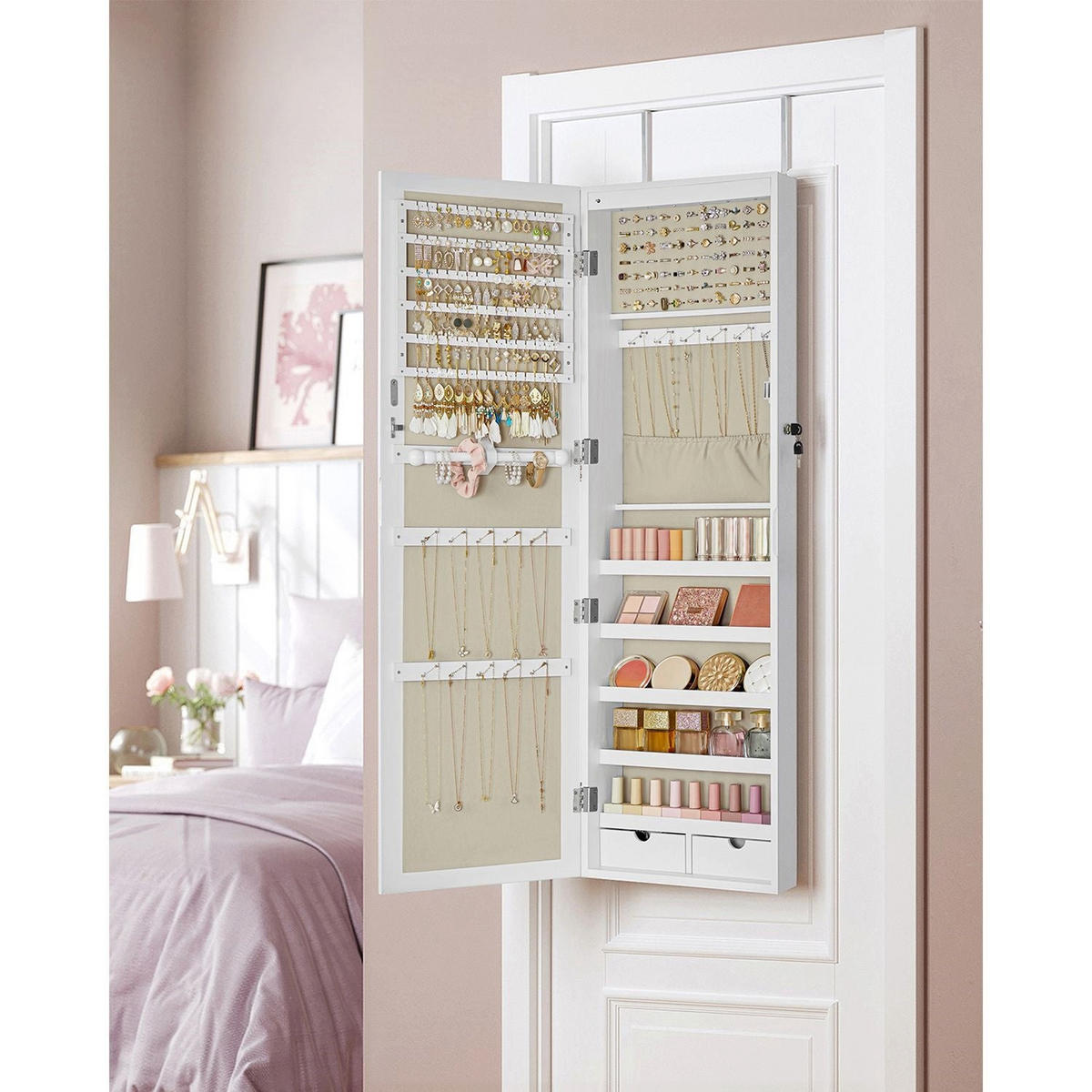 SCHMUCKSCHRANK ISTANBUL - Weiß, Glas (37/120/10cm) - Hansiro