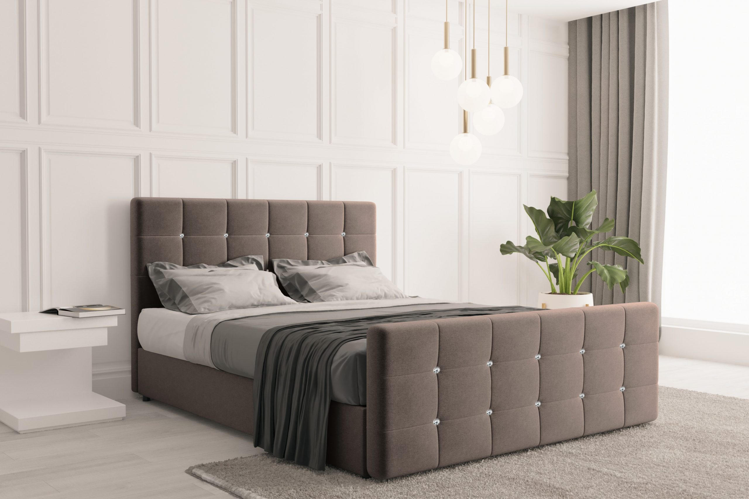 BOXBETT Mit Bettkasten Und Matratze Topper ROMA 140x200 cm Braun H2-Pocket - Dunkelblau/Braun, Holz/Holzwerkstoff (140/200cm) - Kaiser Möbel