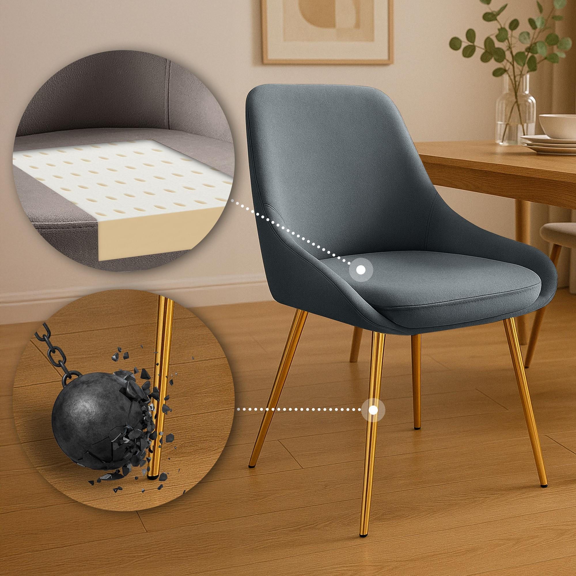 ESSZIMMERSTUHL 2er Set Samt Anthrazit - Anthrazit/Schwarz, Textil (50/86/53cm) - CLP