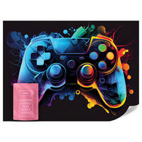 FOTOTAPETE Gamecontroller Abstraktion Moderne Muster 350x256 - Gelb/Rot, Papier (350/256cm) - Muralo