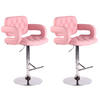 BARHOCKER 2er Set Lederlook pink - Chromfarben/Pink, Textil/Metall (62/103/55cm) - CLP