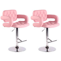 BARHOCKER 2er Set Lederlook pink - Chromfarben/Pink, Textil/Metall (62/103/55cm) - CLP