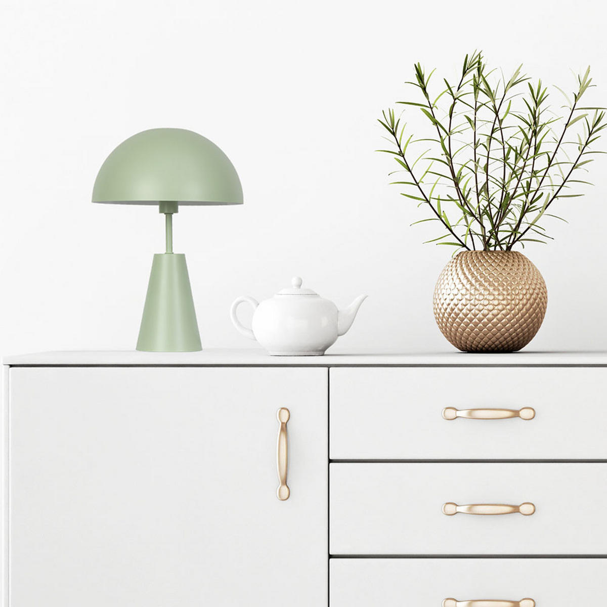 LED TISCHLEUCHTE Retro Metall Grün Sand Champagner - Grün, Metall (25/25/36cm) - Nowa