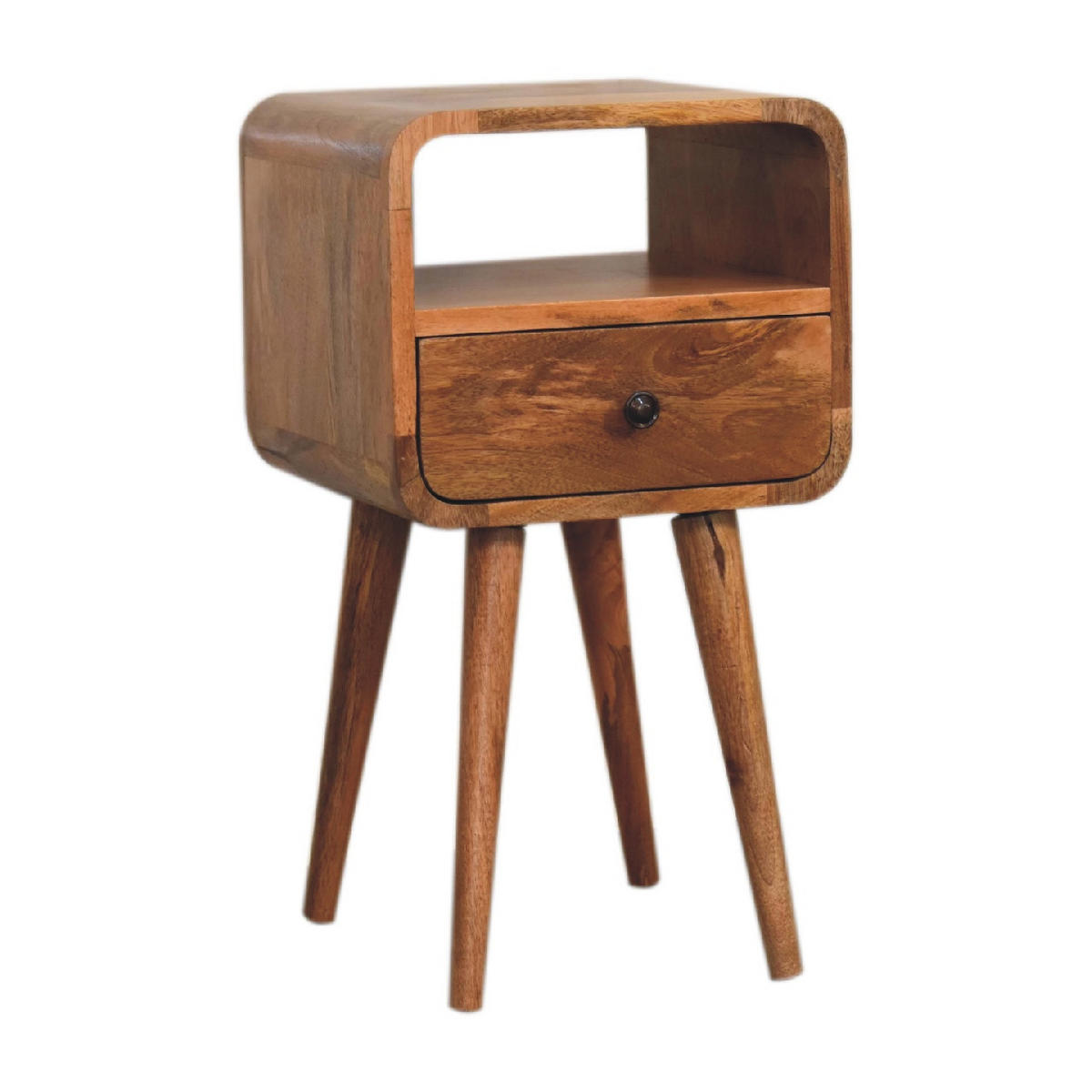 NACHTTISCH mit offenem Fach - Messingfarben/Braun, Holz/Metall (30/55/30cm) - Artisan Furniture