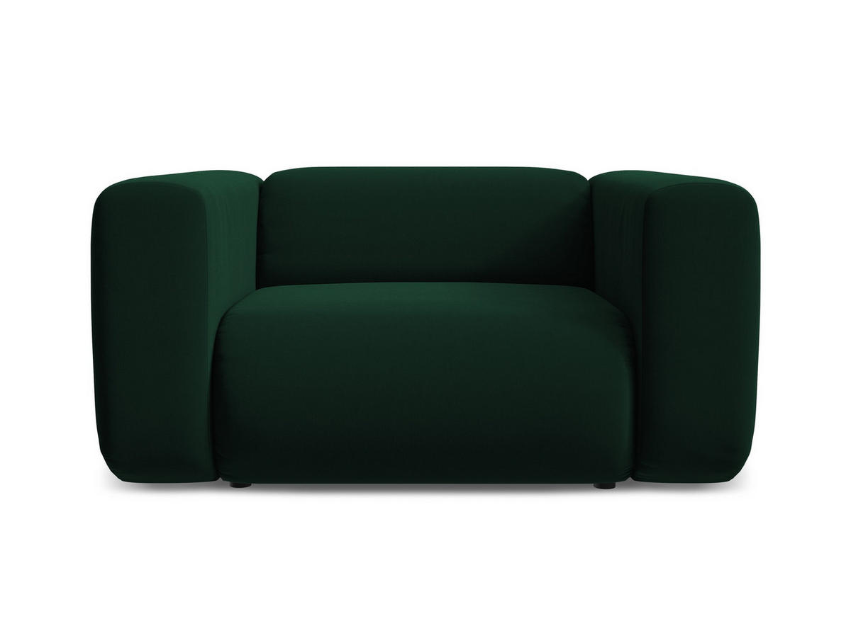 SESSEL Samt Stoff Grün - Dunkelgrün/Schwarz, Kunststoff/Textil (137/70/89cm) - Makamii