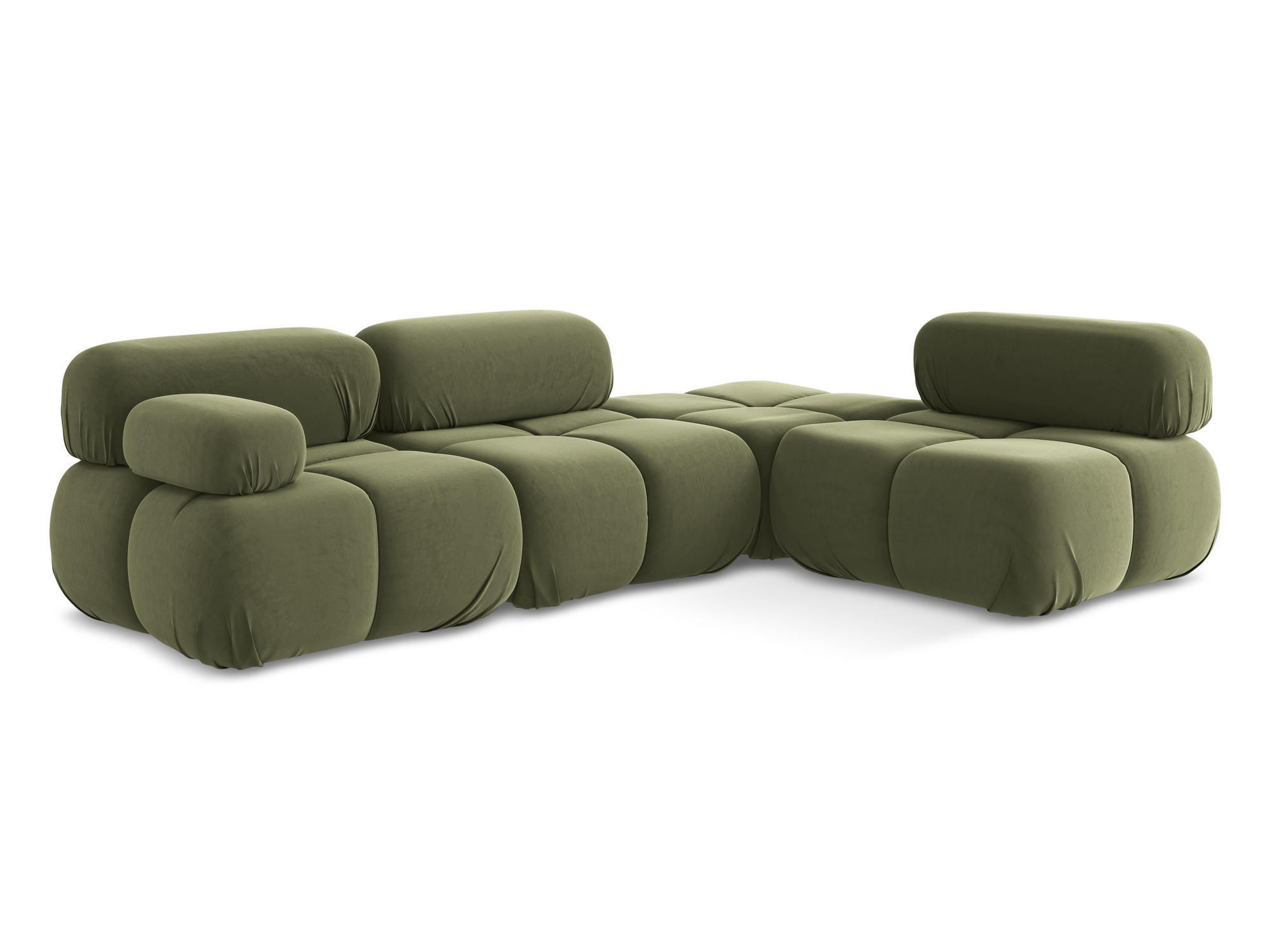 ECKSOFA Rechts Samt Stoff Grün - Schwarz/Olivgrün, Kunststoff/Textil (285/190cm) - Makamii