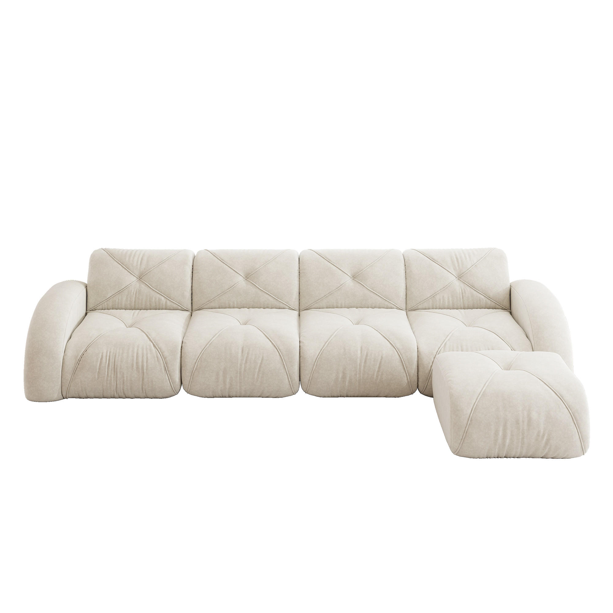 4-SITZER ECKSOFA Stoff Hellbeige - Weiß, Textil (358/171cm) - WISHDOR