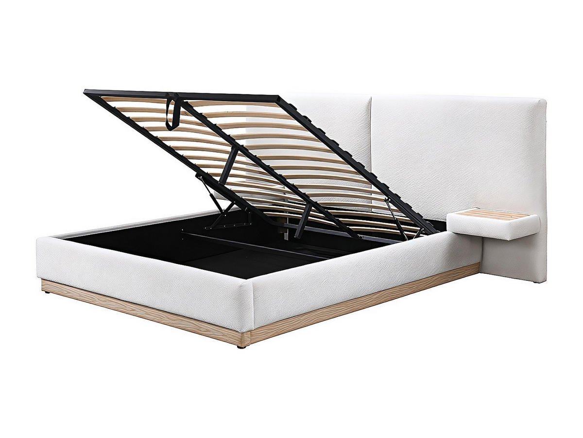 BETT mit Bettkasten - 2 Personen - stoff - beige Morivalo - Beige, Textil (180/200cm) - Vente-Unique