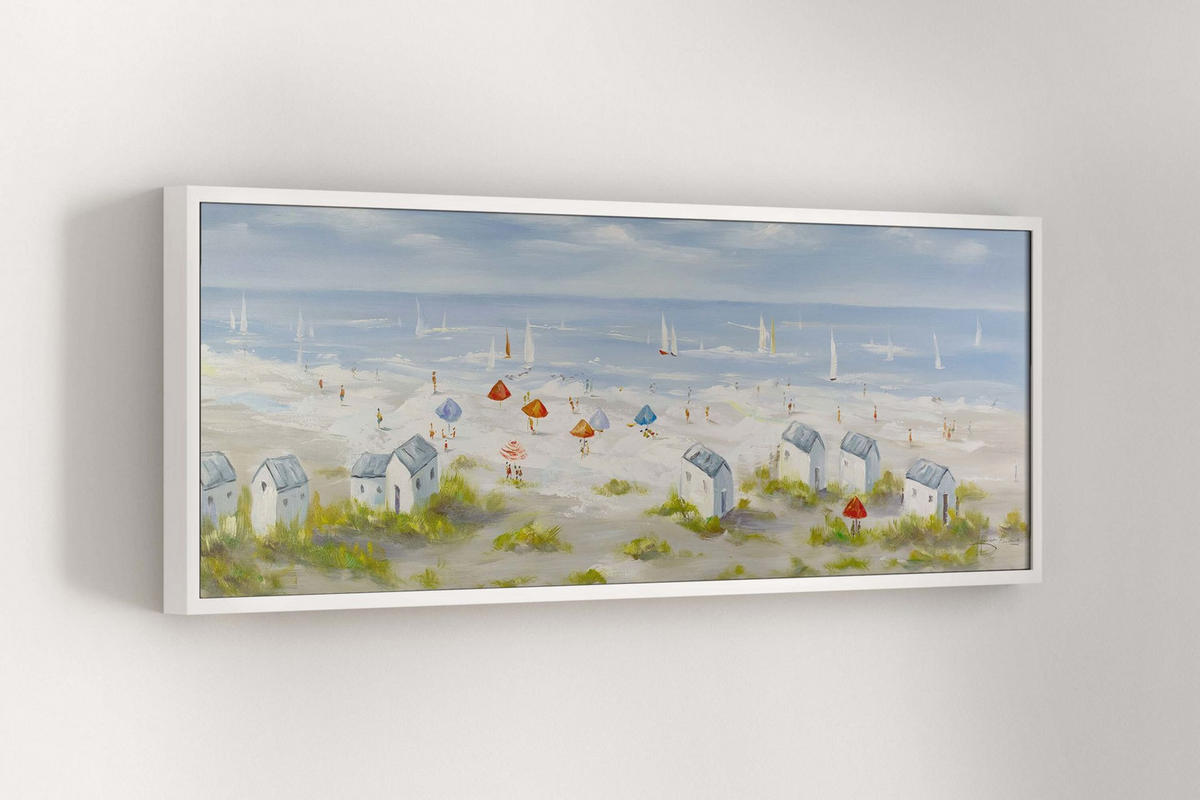 ÖLGEMÄLDE 150/50 cm - Blau/Beige, Holz/Textil (150/50cm) - KUNSTLOFT