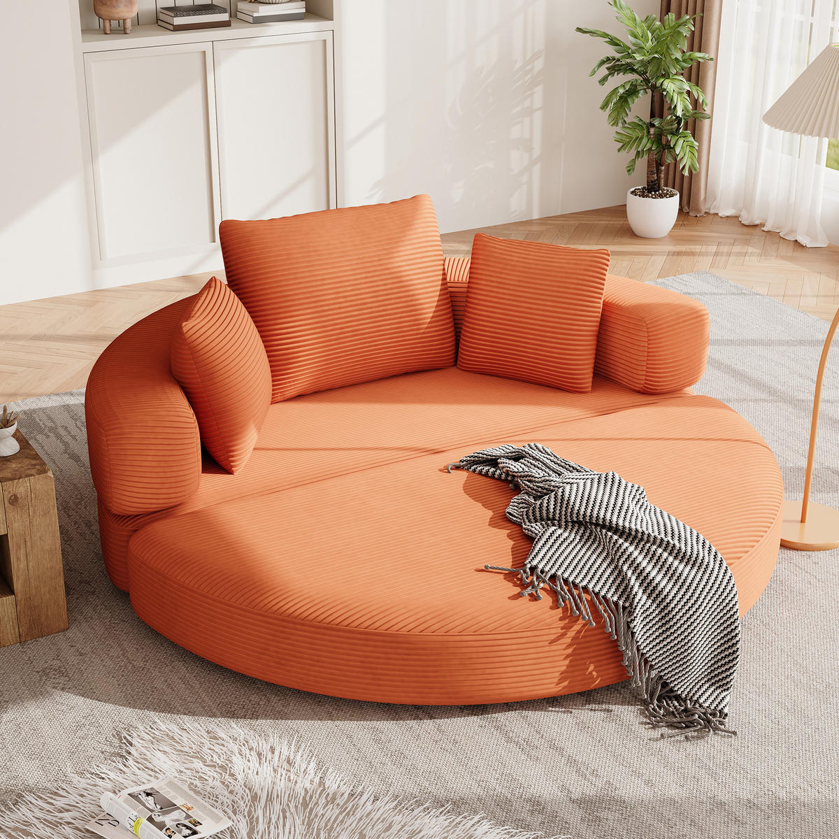 KLAPPSOFA Cord Samt-Optik 2-in-1 Sofa und Bett 173/176/40 cm Orange - Orange, Textil (176/40/173cm) - Redom