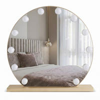 SPIEGEL Rea Led Hollywood L. Gold 50 Cm - Goldfarben, Glas (50/47/12cm) - REA