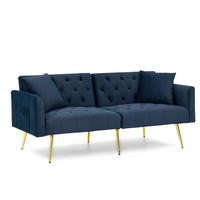 SOFA 2-Sitzer mit 3-fach verstellbarer Rückenlehne Blau Samt - Blau, Holzwerkstoff (177/74/78cm) - Meubliv