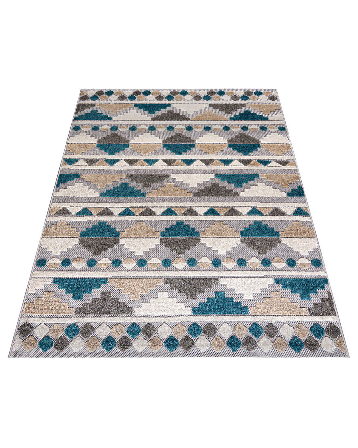 KOBEREC grafitový krémový modrý - 250 x 350 cm - modrá/sivá, textil (250/350cm) - Mazovia