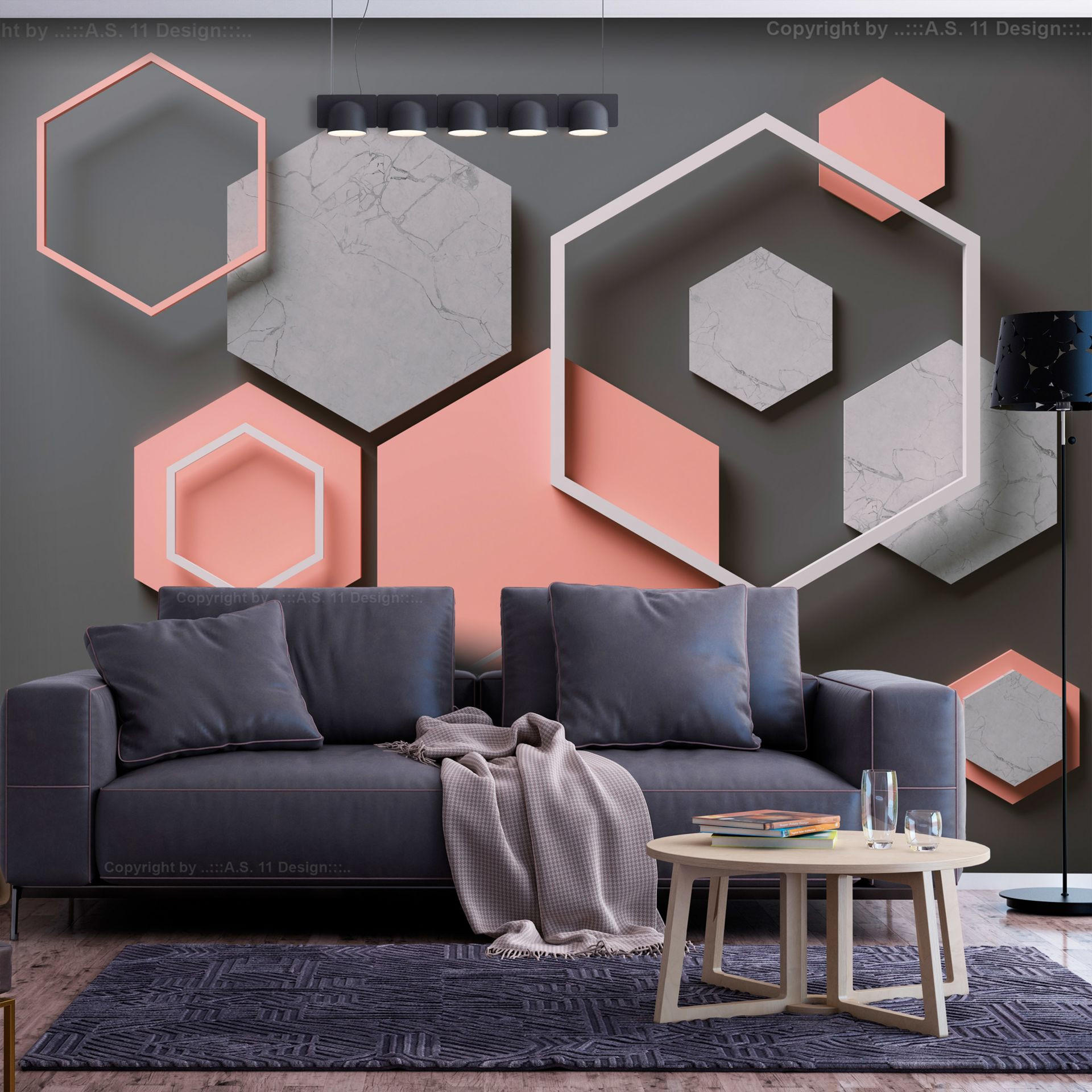 VLIESTAPETE Grau 200/140 cm - Pink/Grau, Textil (200/1cm) - KUNSTLOFT