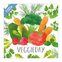 PAPIER SERVIETTEN VeggieDay 33 x 33 cm 100er Set - Multicolor/Grün, Papier (33/33cm) - PPD