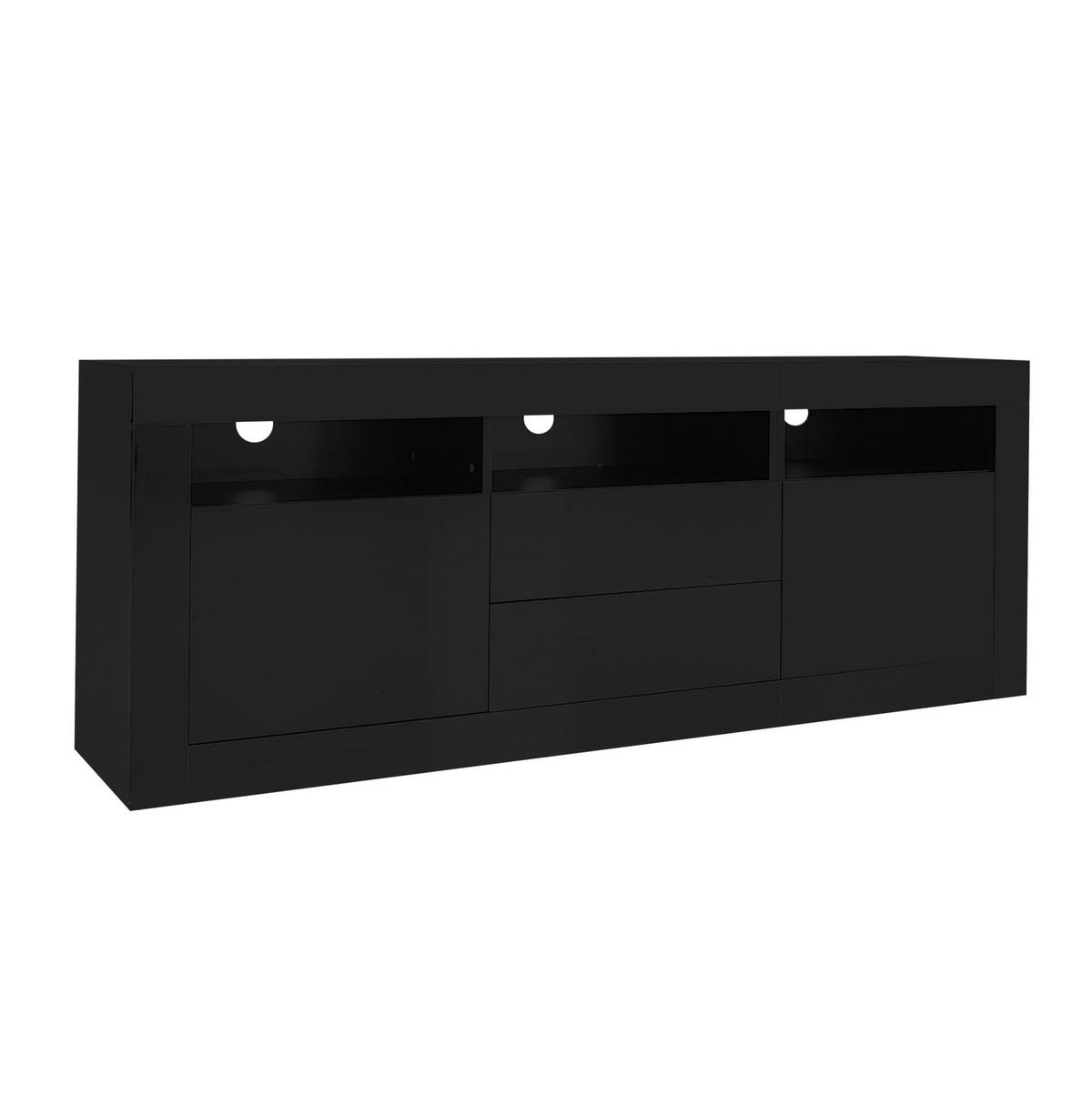 TV-LOWBOARD 160/35/60 cm in Schwarz mit LED-Beleuchtung und Hochglanzfront - Schwarz, Holzwerkstoff (160/60/35cm) - Flora Grace