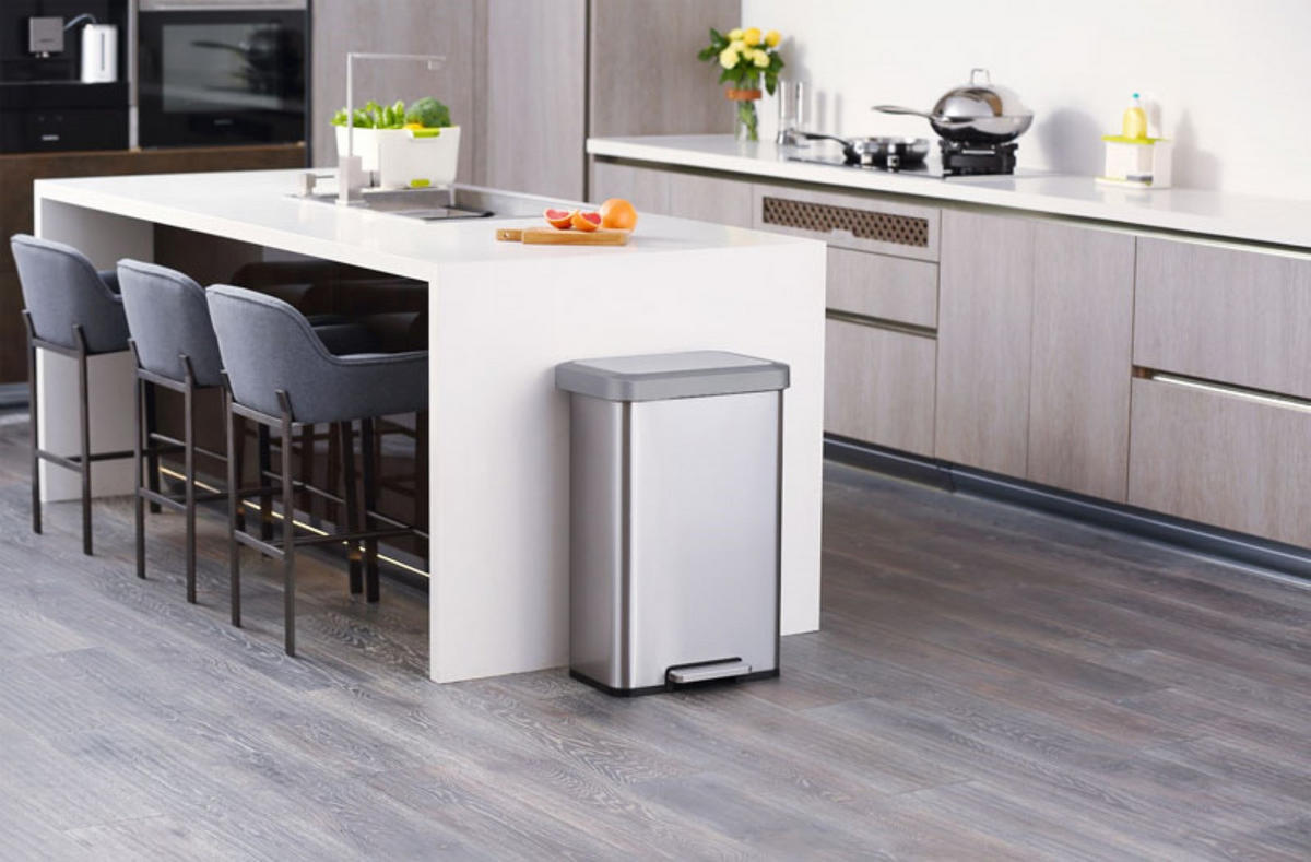 MÜLLEIMER Rechteckiger Aus Gebürstetem Edelstahl 45 Liter Silber - Silberfarben, Metall (43.5/65.2/33.5cm) - PROREGAL
