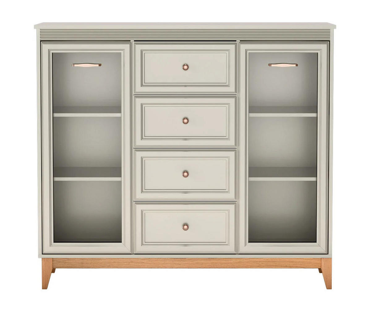 VITRINESCHRANK WINDSOR W-7 - Kaschmir, Holzwerkstoff (142/126/41cm) - Meblini
