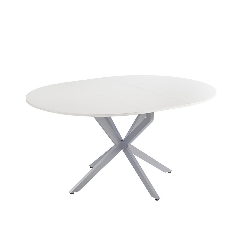 ESSTISCH Loyd Weiß/Grau 120 x 76.5 cm ausziehbar - Weiß/Grau, Holzwerkstoff (120/120/76.5cm) - Vicco