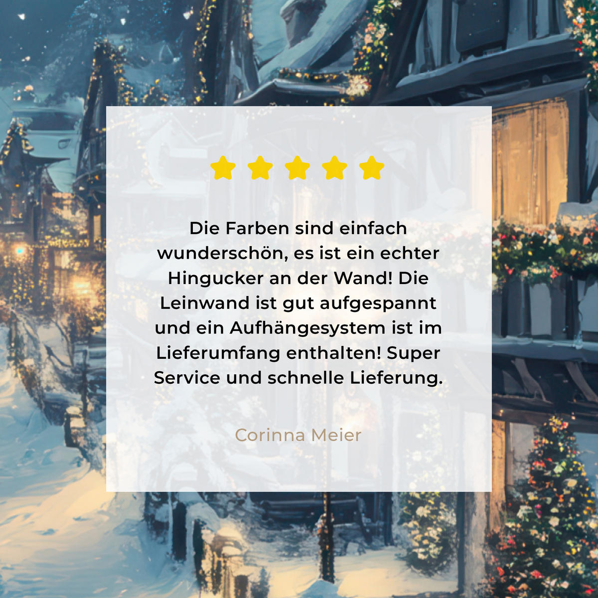 LEINWANDBILD Weihnachtsdorf - Weihnachten - Schnee - Winter 60x80 cm - Dunkelblau, Textil (60/80cm) - MuchoWow