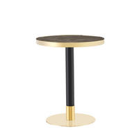 BEISTELLTISCH Rund mit Marmoroptik und Edelstahlgestell Goldfarben, UV-beschichtete Tischplatte - Schwarz/Grau, Holzwerkstoff/Metall (60/60/74cm) - EVRYAE