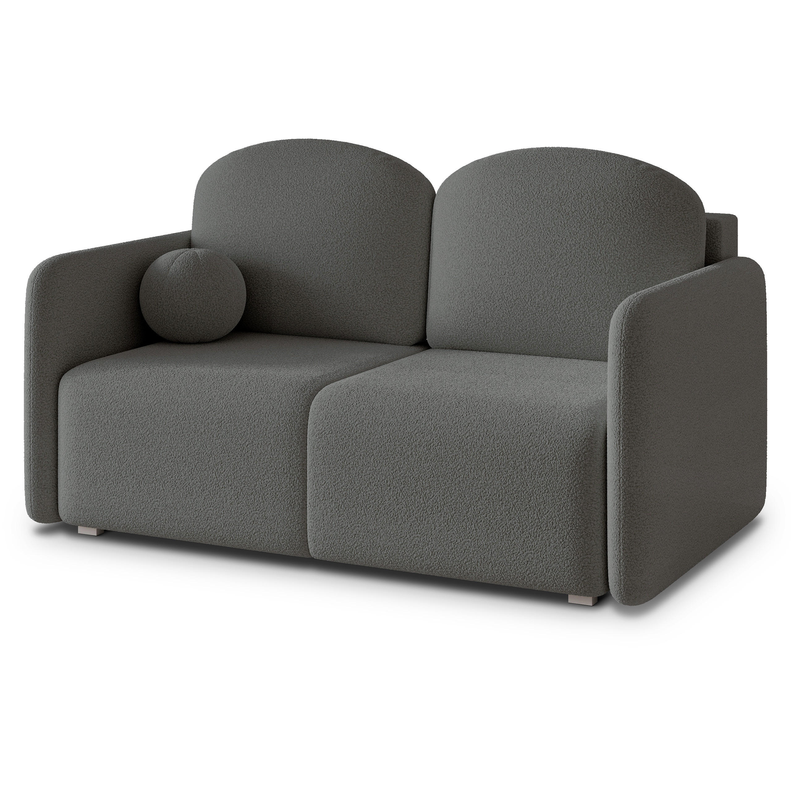 BETTSOFA SUVI II Q Grau Bucle-Stoff mit Schlaffunktion - Grau, Textil (90/85/153cm) - MASSENO