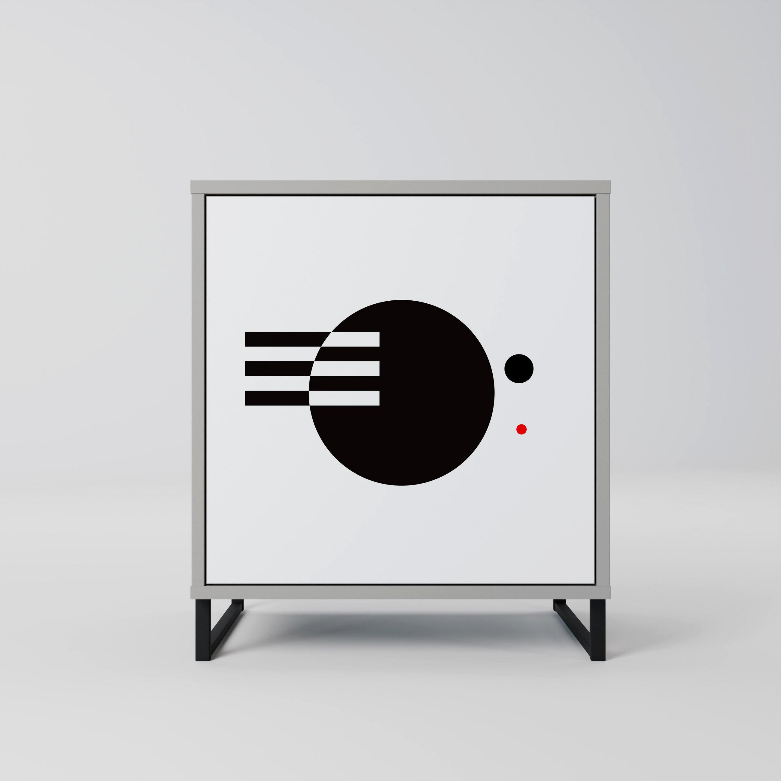 SIDEBOARD BLACK AND WHITE COMBINATION, Grau, 57,5x42x67,5 cm, Schwarze Metall-Rahmenfüße - Multicolor/Schwarz, Holzwerkstoff/Metall (57.5/67.5/42cm) - SpaceRebels