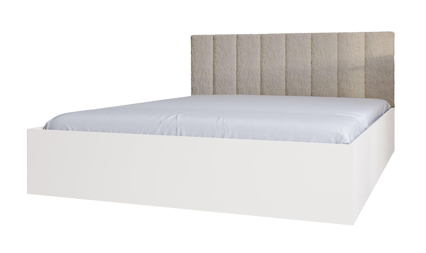 BETT Weiß STYLE Mit Matratze Gepolsterter Beiger Kopfteil 120x200 cm - Beige, Textil (120/200cm) - Sepro Meble
