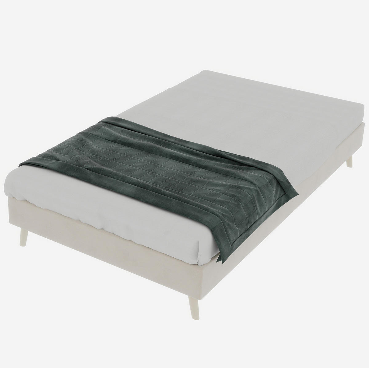 POSTEĽ 140/200 cm béžová z látky a kovu s pevným rámom a moderným nízkym profilom - béžová, textil (140/200cm) - OKWISH