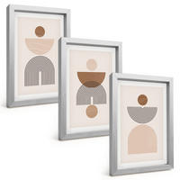 BILDER SET 3er Set - 20x30 cm Silberner Rahmen - Abstrakte braune Formen - Silberfarben, Kunststoff (20/30cm) - TULUP