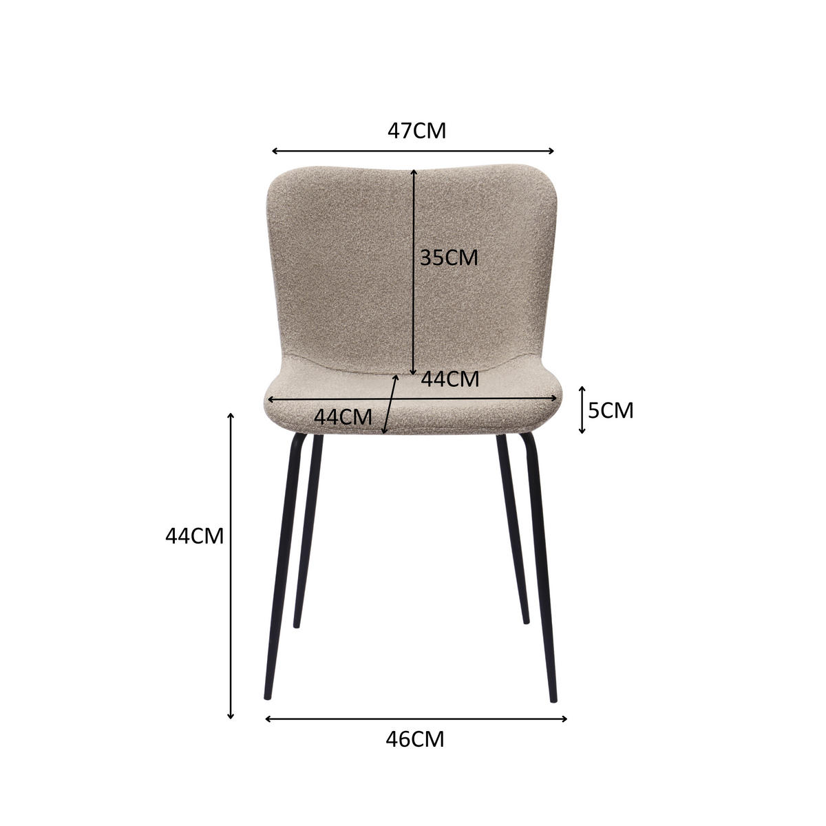 STUHL-SET DE-36869 2 Stück mit Stoffbezug und Metallbeinen Khaki - Sandfarben, Metall (48/80/55cm) - ComfortXL