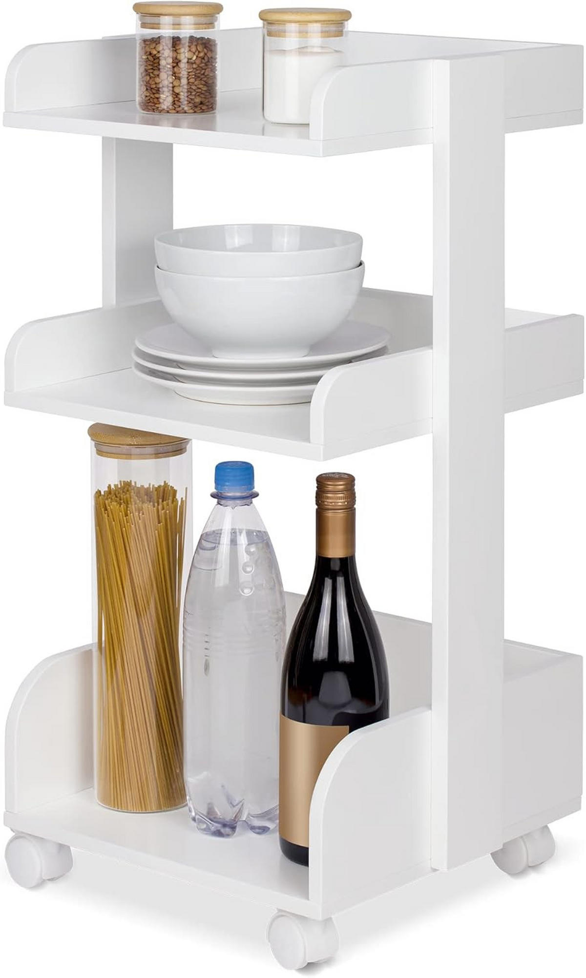 ROLLWAGEN Bosse Weiß - Weiß Hochglanz/Weiß, Holzwerkstoff (32/69/35cm) - BoMoe