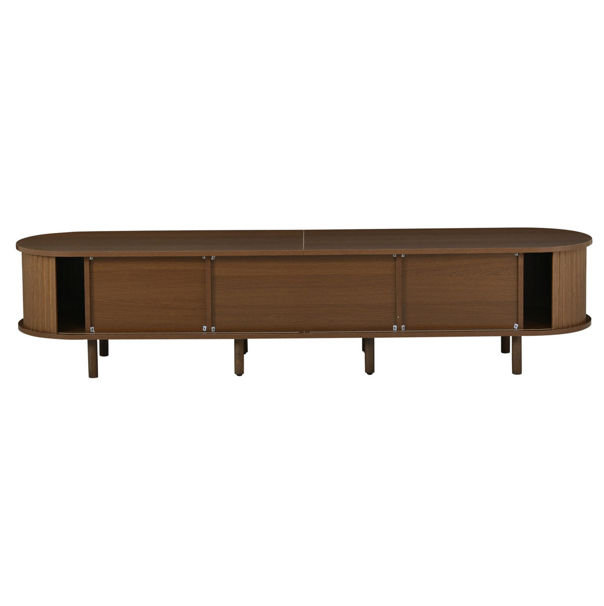 TV-LOWBOARD aus MDF 180x40x40 cm Walnussfarben mit Klapptür, 2 Rolltüren und 5 geschlossenen Fächern - Braun, Holzwerkstoff (180/40/40cm) - Modfu