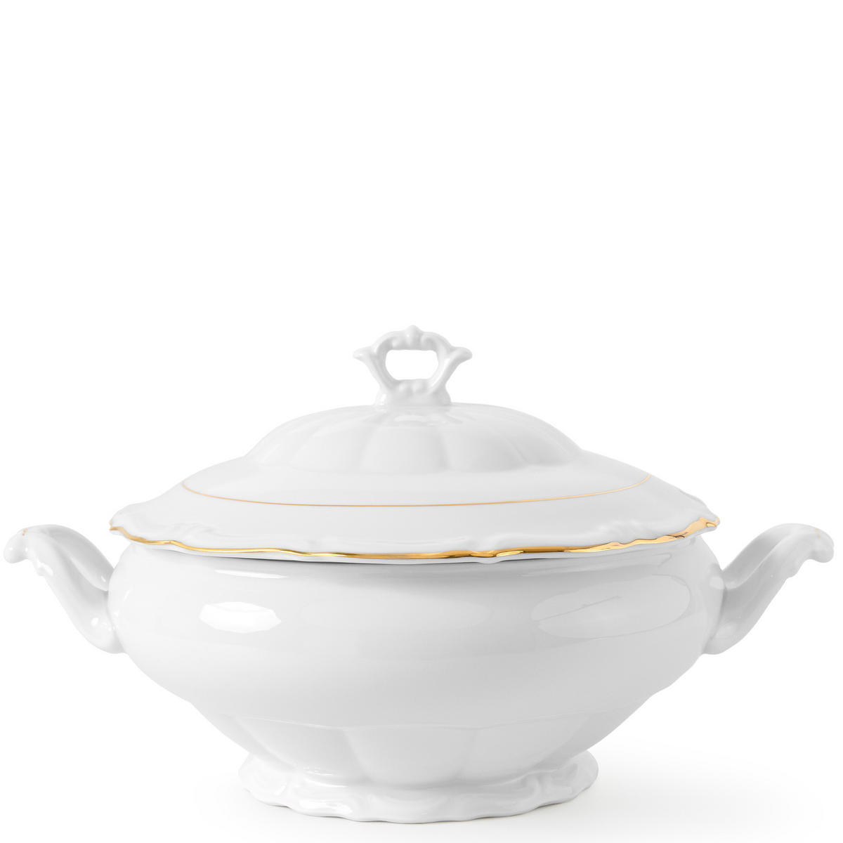 TAFELSERVICE 6 Personen Chodziez MARIA TERESA 23-tlg Porzellan mit Goldrand, Weiß / Gold - Goldfarben/Weiß, Keramik (25/2/25cm) - KONSIMO®