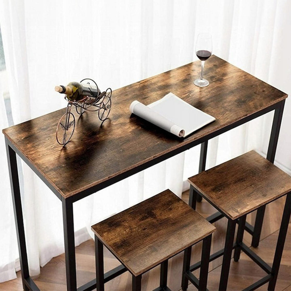 BAR-SET, 3-tlg. 100/40/90 cm - Braun, Holzwerkstoff (100/90/40cm)