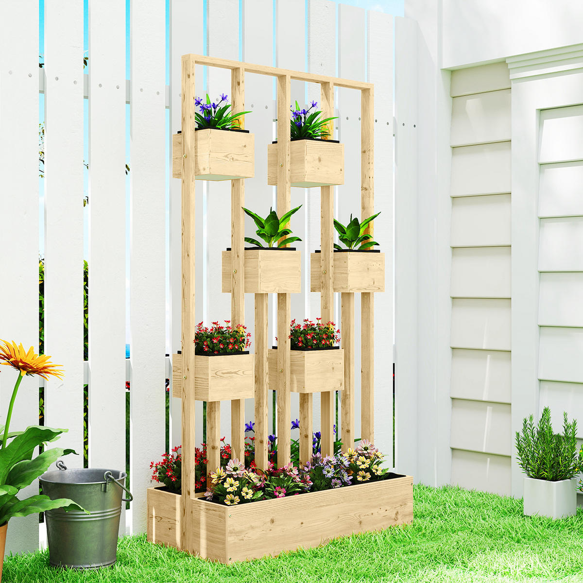 HOCHBEET aus Tannenholz 90/45/170 cm - Naturfarben, Holz (45/170/90cm) - Outsunny