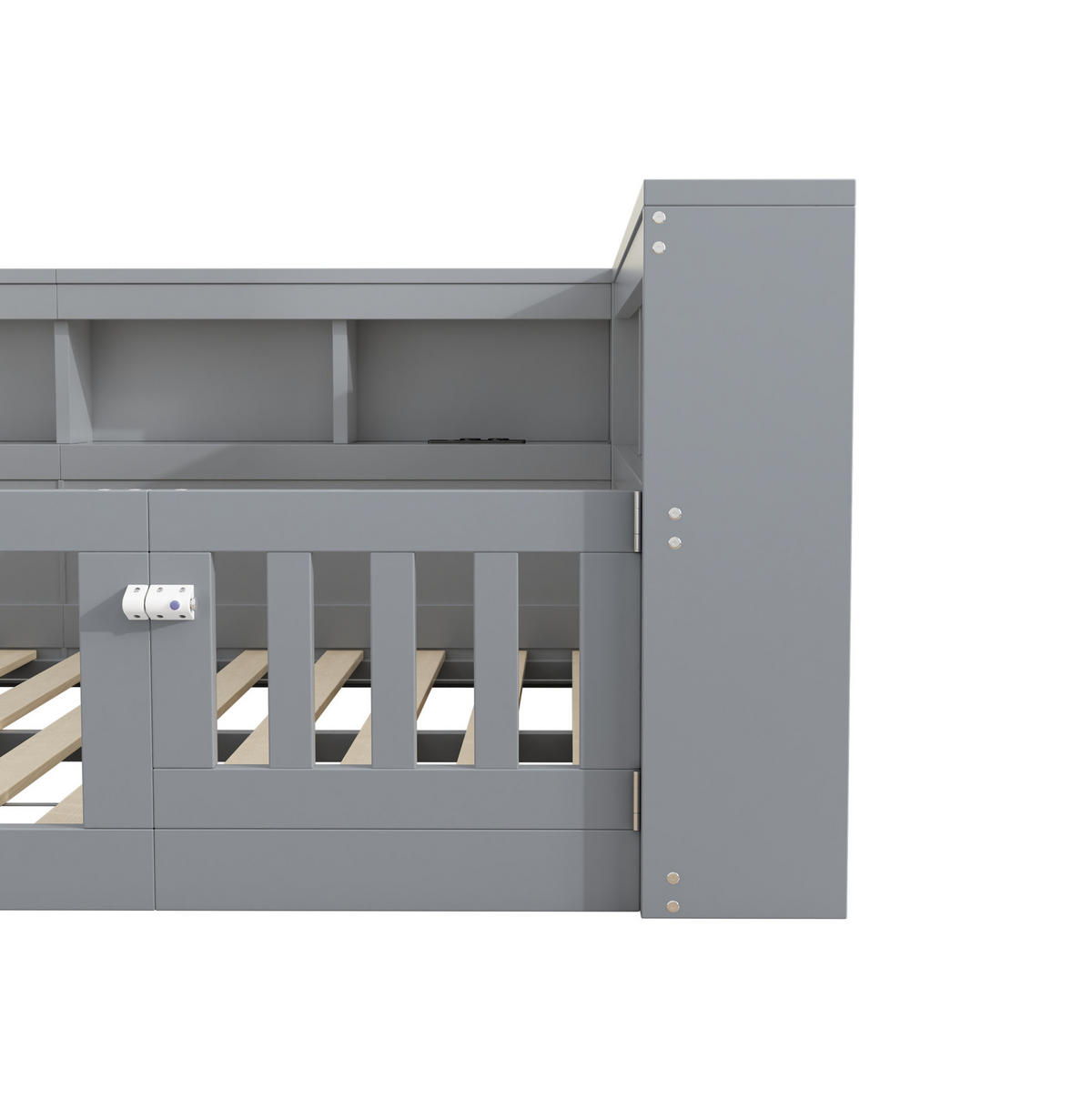 BETT mit Stauraum und USB-Anschlüssen 140x190 cm Grau 3 Pakete - Grau, Holzwerkstoff (90/190cm) - Beauniv