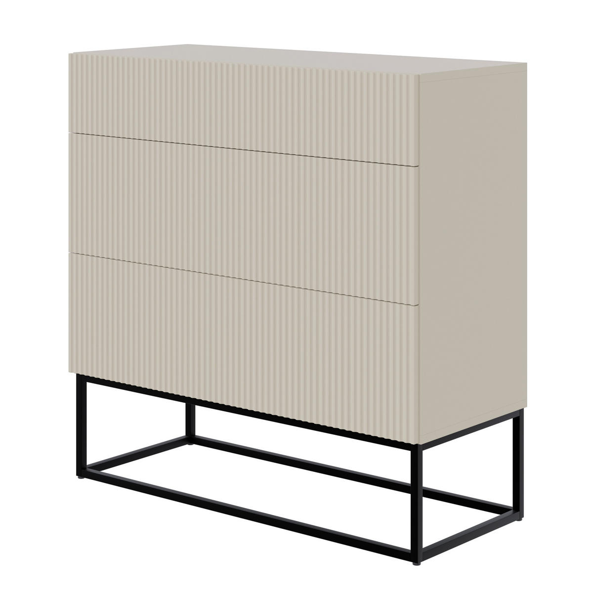 KOMMODE Veldio Graubeige mit schwarzen Beinen 90 cm - Greige/Schwarz, Holzwerkstoff/Metall (90/90/38cm) - Selsey