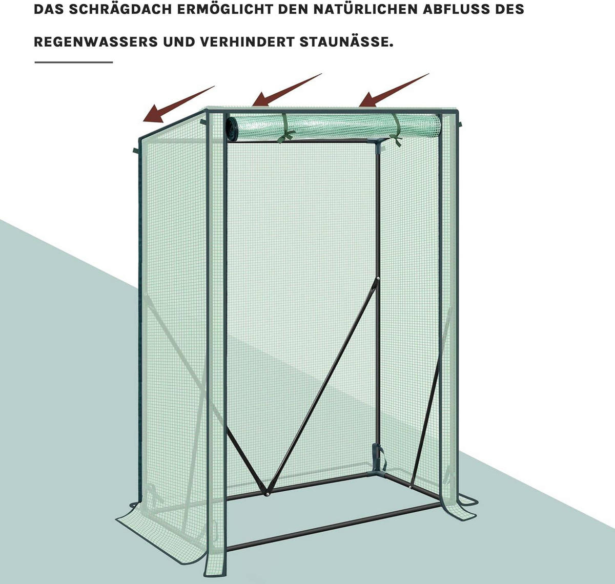 FOLIENGEWÄCHSHAUS, PE-reissfeste, 100x50x150/136 cm - Grün, Textil/Metall (100/150/50cm) - Woltu