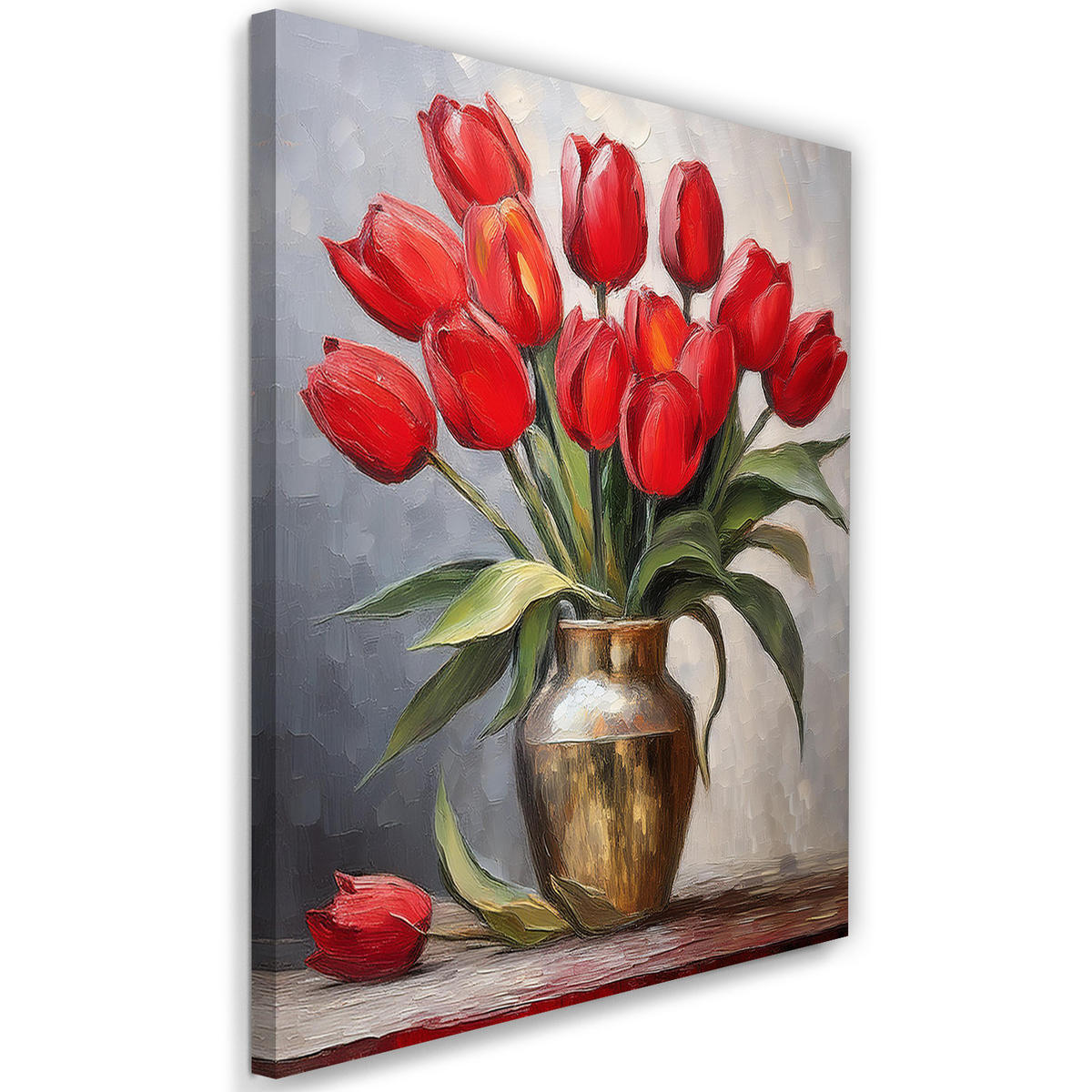 WANDBILD rote tulpen in einer vase - Rot, Textil (40/60cm) - Feeby