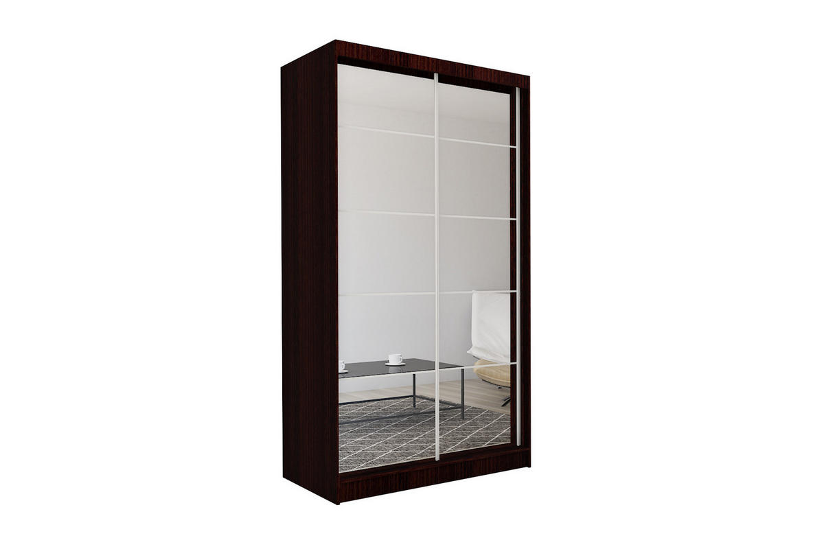 SCHWEBETÜRENSCHRANK FIORELLA 150/216/61 cm 2-türig mit Spiegel Wengefarben - Wengefarben, Holzwerkstoff (150/216/61cm) - MASSENO