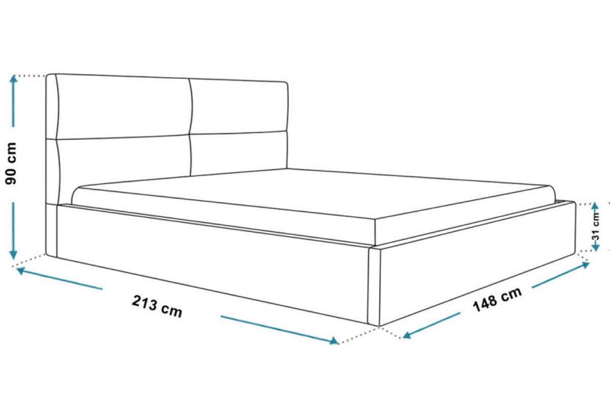 BETT Blau SIM 6 140x200 cm Mit Schlaffunktion Mit Bettkasten - Blau/Schwarz, Kunststoff/Textil (140/200cm) - Sepro Meble