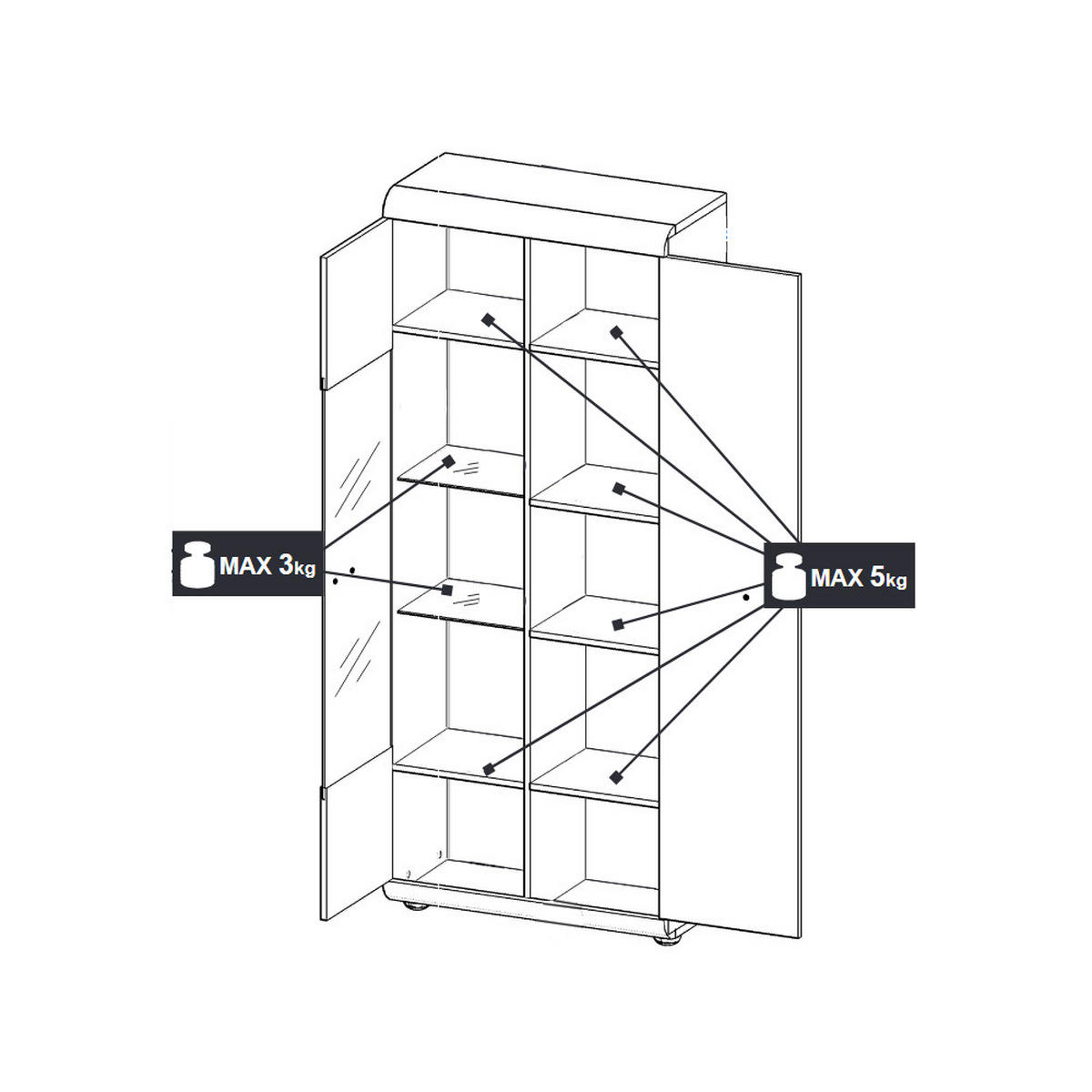 VITRINE Link Eiche Sonoma 80 / 37 / 194cm - Braun/Sonoma Eiche, Holz/Holzwerkstoff (80/194/37cm) - Feldmann-Wohnen